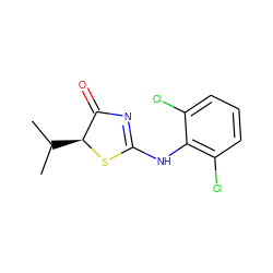 CC(C)[C@@H]1SC(Nc2c(Cl)cccc2Cl)=NC1=O ZINC000028826741