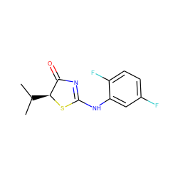 CC(C)[C@@H]1SC(Nc2cc(F)ccc2F)=NC1=O ZINC000028826743