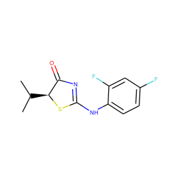 CC(C)[C@@H]1SC(Nc2ccc(F)cc2F)=NC1=O ZINC000028826745