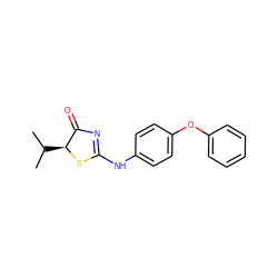 CC(C)[C@@H]1SC(Nc2ccc(Oc3ccccc3)cc2)=NC1=O ZINC000028826734