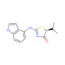 CC(C)[C@@H]1SC(Nc2cccc3[nH]ccc23)=NC1=O ZINC000028826757