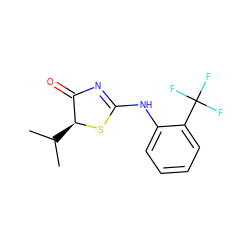 CC(C)[C@@H]1SC(Nc2ccccc2C(F)(F)F)=NC1=O ZINC000028826728