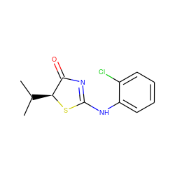 CC(C)[C@@H]1SC(Nc2ccccc2Cl)=NC1=O ZINC000028826723