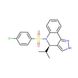 CC(C)[C@@H]1c2c[nH]nc2-c2ccccc2N1S(=O)(=O)c1ccc(Cl)cc1 ZINC000045259671