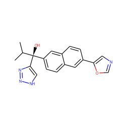 CC(C)[C@](O)(c1ccc2cc(-c3cnco3)ccc2c1)c1c[nH]nn1 ZINC000139871687