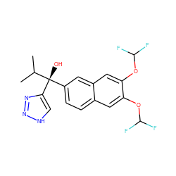 CC(C)[C@](O)(c1ccc2cc(OC(F)F)c(OC(F)F)cc2c1)c1c[nH]nn1 ZINC000139920592