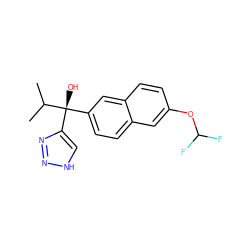 CC(C)[C@](O)(c1ccc2cc(OC(F)F)ccc2c1)c1c[nH]nn1 ZINC000148510022