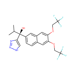 CC(C)[C@](O)(c1ccc2cc(OCC(F)(F)F)c(OCC(F)(F)F)cc2c1)c1c[nH]nn1 ZINC000169338915