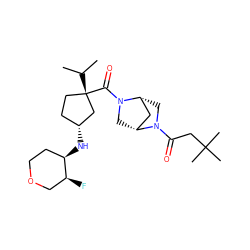 CC(C)[C@]1(C(=O)N2C[C@@H]3C[C@H]2CN3C(=O)CC(C)(C)C)CC[C@@H](N[C@@H]2CCOC[C@@H]2F)C1 ZINC000066139847