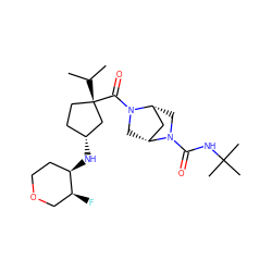 CC(C)[C@]1(C(=O)N2C[C@@H]3C[C@H]2CN3C(=O)NC(C)(C)C)CC[C@@H](N[C@@H]2CCOC[C@@H]2F)C1 ZINC000066097557