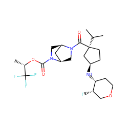 CC(C)[C@]1(C(=O)N2C[C@@H]3C[C@H]2CN3C(=O)O[C@@H](C)C(F)(F)F)CC[C@@H](N[C@@H]2CCOC[C@@H]2F)C1 ZINC000066073726