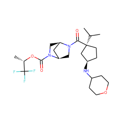 CC(C)[C@]1(C(=O)N2C[C@@H]3C[C@H]2CN3C(=O)O[C@@H](C)C(F)(F)F)CC[C@@H](NC2CCOCC2)C1 ZINC000066156919