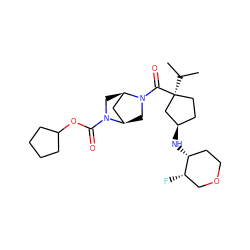 CC(C)[C@]1(C(=O)N2C[C@@H]3C[C@H]2CN3C(=O)OC2CCCC2)CC[C@@H](N[C@@H]2CCOC[C@@H]2F)C1 ZINC000066098430