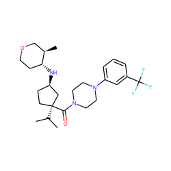 CC(C)[C@]1(C(=O)N2CCN(c3cccc(C(F)(F)F)c3)CC2)CC[C@@H](N[C@@H]2CCOC[C@H]2C)C1 ZINC000038270129