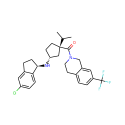 CC(C)[C@]1(C(=O)N2CCc3ccc(C(F)(F)F)cc3C2)CC[C@@H](N[C@@H]2CCc3cc(Cl)ccc32)C1 ZINC000299863742