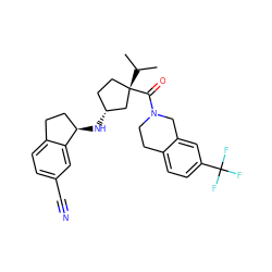 CC(C)[C@]1(C(=O)N2CCc3ccc(C(F)(F)F)cc3C2)CC[C@@H](N[C@@H]2CCc3ccc(C#N)cc32)C1 ZINC000299868430