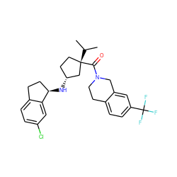 CC(C)[C@]1(C(=O)N2CCc3ccc(C(F)(F)F)cc3C2)CC[C@@H](N[C@@H]2CCc3ccc(Cl)cc32)C1 ZINC000299867401