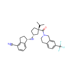 CC(C)[C@]1(C(=O)N2CCc3ccc(C(F)(F)F)cc3C2)CC[C@@H](N[C@H]2CCc3c(C#N)cccc32)C1 ZINC000299855055