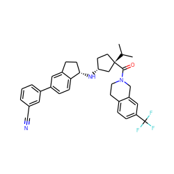 CC(C)[C@]1(C(=O)N2CCc3ccc(C(F)(F)F)cc3C2)CC[C@@H](N[C@H]2CCc3cc(-c4cccc(C#N)c4)ccc32)C1 ZINC000299860388