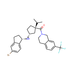 CC(C)[C@]1(C(=O)N2CCc3ccc(C(F)(F)F)cc3C2)CC[C@@H](N[C@H]2CCc3cc(Br)ccc32)C1 ZINC000205898095