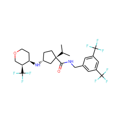 CC(C)[C@]1(C(=O)NCc2cc(C(F)(F)F)cc(C(F)(F)F)c2)CC[C@@H](N[C@@H]2CCOC[C@@H]2C(F)(F)F)C1 ZINC000049878761