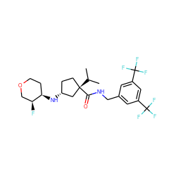 CC(C)[C@]1(C(=O)NCc2cc(C(F)(F)F)cc(C(F)(F)F)c2)CC[C@@H](N[C@@H]2CCOC[C@@H]2F)C1 ZINC000040951299