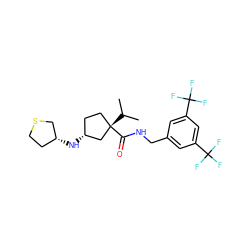 CC(C)[C@]1(C(=O)NCc2cc(C(F)(F)F)cc(C(F)(F)F)c2)CC[C@@H](N[C@@H]2CCSC2)C1 ZINC000040424916