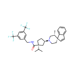 CC(C)[C@]1(C(=O)NCc2cc(C(F)(F)F)cc(C(F)(F)F)c2)CC[C@@H](N2CC[C@]3(C=Cc4ccccc43)[C@@H](C)C2)C1 ZINC000028704010