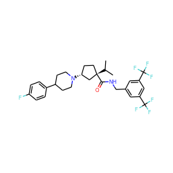 CC(C)[C@]1(C(=O)NCc2cc(C(F)(F)F)cc(C(F)(F)F)c2)CC[C@@H](N2CCC(c3ccc(F)cc3)CC2)C1 ZINC000029040977