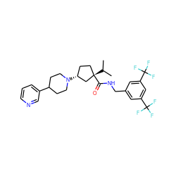 CC(C)[C@]1(C(=O)NCc2cc(C(F)(F)F)cc(C(F)(F)F)c2)CC[C@@H](N2CCC(c3cccnc3)CC2)C1 ZINC000029041064