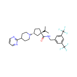 CC(C)[C@]1(C(=O)NCc2cc(C(F)(F)F)cc(C(F)(F)F)c2)CC[C@@H](N2CCC(c3ncccn3)CC2)C1 ZINC000029041086