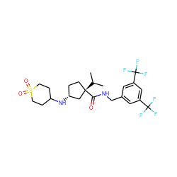 CC(C)[C@]1(C(=O)NCc2cc(C(F)(F)F)cc(C(F)(F)F)c2)CC[C@@H](NC2CCS(=O)(=O)CC2)C1 ZINC000040957907