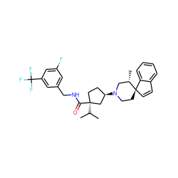 CC(C)[C@]1(C(=O)NCc2cc(F)cc(C(F)(F)F)c2)CC[C@@H](N2CC[C@@]3(C=Cc4ccccc43)[C@@H](C)C2)C1 ZINC000029128137