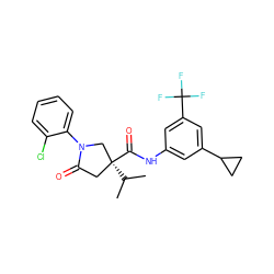 CC(C)[C@]1(C(=O)Nc2cc(C3CC3)cc(C(F)(F)F)c2)CC(=O)N(c2ccccc2Cl)C1 ZINC000198443142