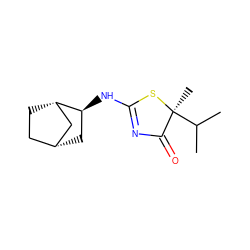 CC(C)[C@]1(C)SC(N[C@H]2C[C@@H]3CC[C@H]2C3)=NC1=O ZINC000043203373