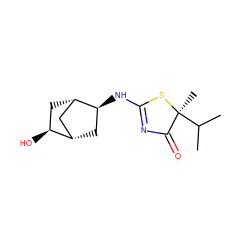 CC(C)[C@]1(C)SC(N[C@H]2C[C@H]3C[C@@H]2C[C@@H]3O)=NC1=O ZINC000084616365