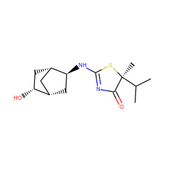 CC(C)[C@]1(C)SC(N[C@H]2C[C@H]3C[C@@H]2C[C@H]3O)=NC1=O ZINC000084616367