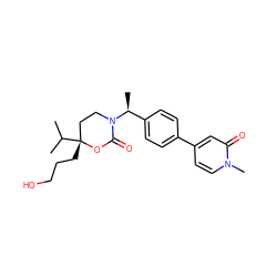 CC(C)[C@]1(CCCO)CCN([C@@H](C)c2ccc(-c3ccn(C)c(=O)c3)cc2)C(=O)O1 ZINC000096178574