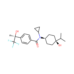 CC(C)[C@]1(O)CC[C@@H](N(C(=O)c2ccc([C@](C)(O)C(F)(F)F)cc2)C2CC2)CC1 ZINC000101176313