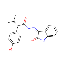 CC(C)[C@H](C(=O)N/N=C1\C(=O)Nc2ccccc21)c1ccc(O)cc1 ZINC000072178674