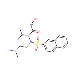 CC(C)[C@H](C(=O)NO)N(CCN(C)C)S(=O)(=O)c1ccc2ccccc2c1 ZINC000073142176