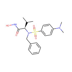 CC(C)[C@H](C(=O)NO)N(Cc1ccccc1)S(=O)(=O)c1ccc(N(C)C)cc1 ZINC000028865106