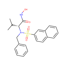 CC(C)[C@H](C(=O)NO)N(Cc1ccccc1)S(=O)(=O)c1ccc2ccccc2c1 ZINC000013531453