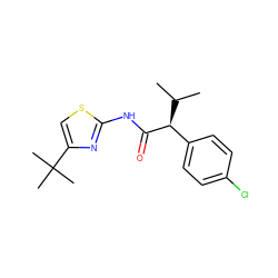 CC(C)[C@H](C(=O)Nc1nc(C(C)(C)C)cs1)c1ccc(Cl)cc1 ZINC000015325408