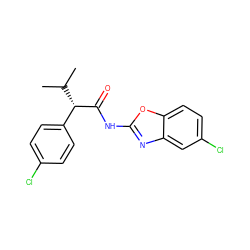 CC(C)[C@H](C(=O)Nc1nc2cc(Cl)ccc2o1)c1ccc(Cl)cc1 ZINC000045394086