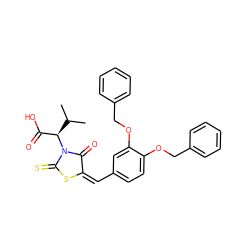 CC(C)[C@H](C(=O)O)N1C(=O)/C(=C\c2ccc(OCc3ccccc3)c(OCc3ccccc3)c2)SC1=S ZINC000028703330