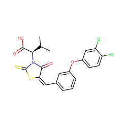 CC(C)[C@H](C(=O)O)N1C(=O)/C(=C\c2cccc(Oc3ccc(Cl)c(Cl)c3)c2)SC1=S ZINC000028703341