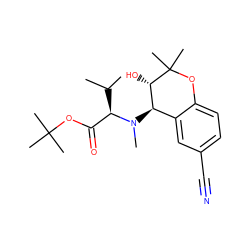 CC(C)[C@H](C(=O)OC(C)(C)C)N(C)[C@@H]1c2cc(C#N)ccc2OC(C)(C)[C@H]1O ZINC000096901771