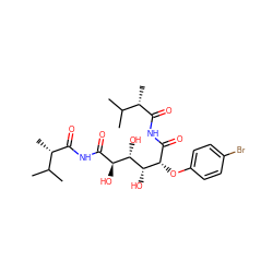 CC(C)[C@H](C)C(=O)NC(=O)[C@H](O)[C@H](O)[C@@H](O)[C@@H](Oc1ccc(Br)cc1)C(=O)NC(=O)[C@@H](C)C(C)C ZINC000028459859