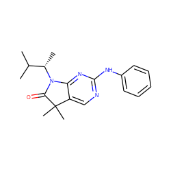 CC(C)[C@H](C)N1C(=O)C(C)(C)c2cnc(Nc3ccccc3)nc21 ZINC001772608382